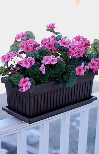 Miniatura 2 de HC Companies - Maceta veneciana de plástico estriado de 24 pulgadas de largo para flores, verduras o suculentas de interior o exterior (arcilla)