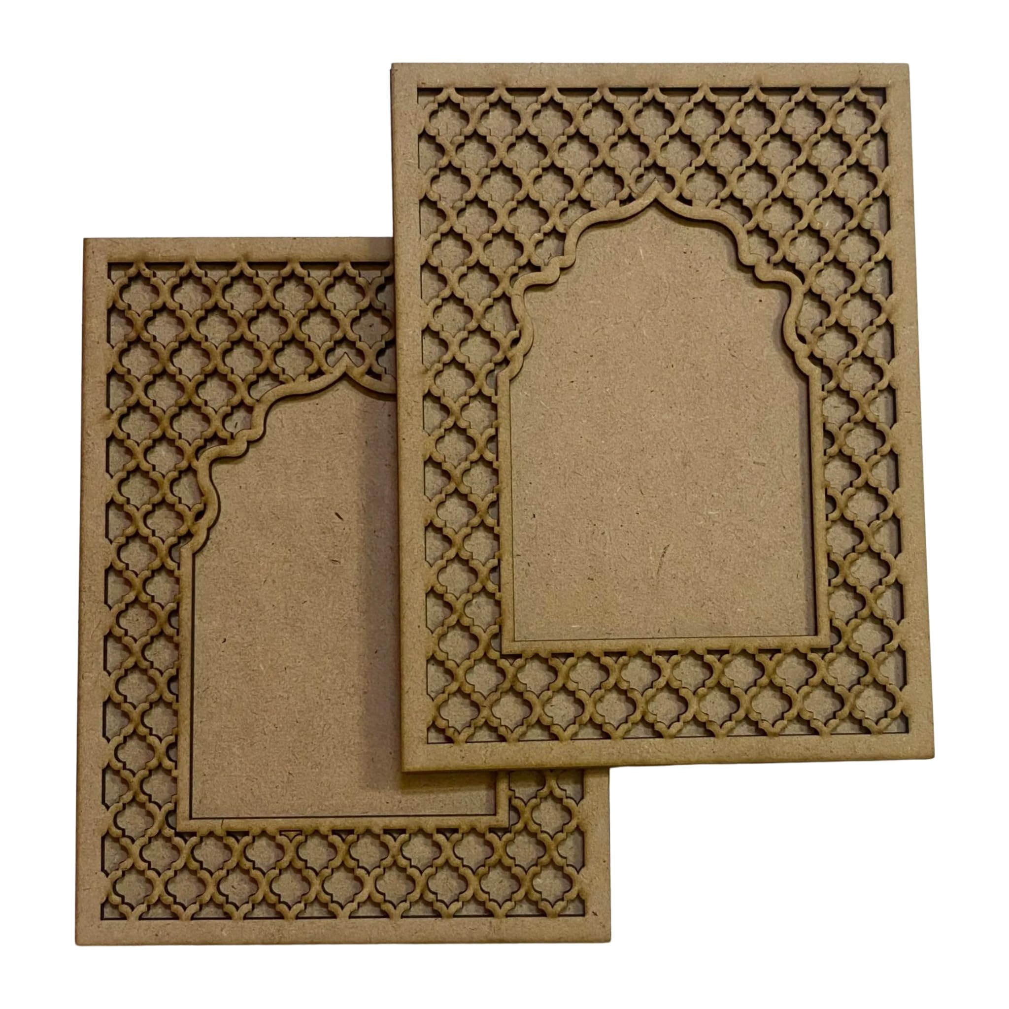American Elm MDF Jharokha Cutouts Pack of 2 Jharokas Wall Decor MDF Frames for Art and Craft, 8x6 Inch Unfinished Wooden Panel 2