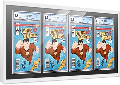 Miniatura 223 de Poster Palooza Marco de cómic con paspartú para 2 cómics CGC, CBCS o PGX Graded Comics – Marco de cómic negro para cómics de 8.125 x 13 pulgadas