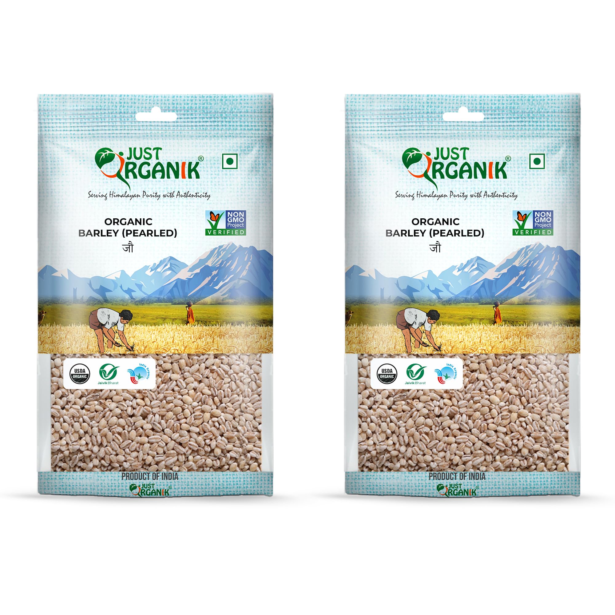 Just Organik - Organic Pearl Barley 1 Kg (2 x 500 g) |Jau | 100% Organic | Barley Grains | Contains Fiber | Heart Healthy | Provides Vitamins and Minerals | Chewy Texture Barley Seeds | Barley Pearls Organic | Barley 1 kg | Raw Barley seeds (B07WN67RPP) Amazon Price History, Amazon Price Tracker