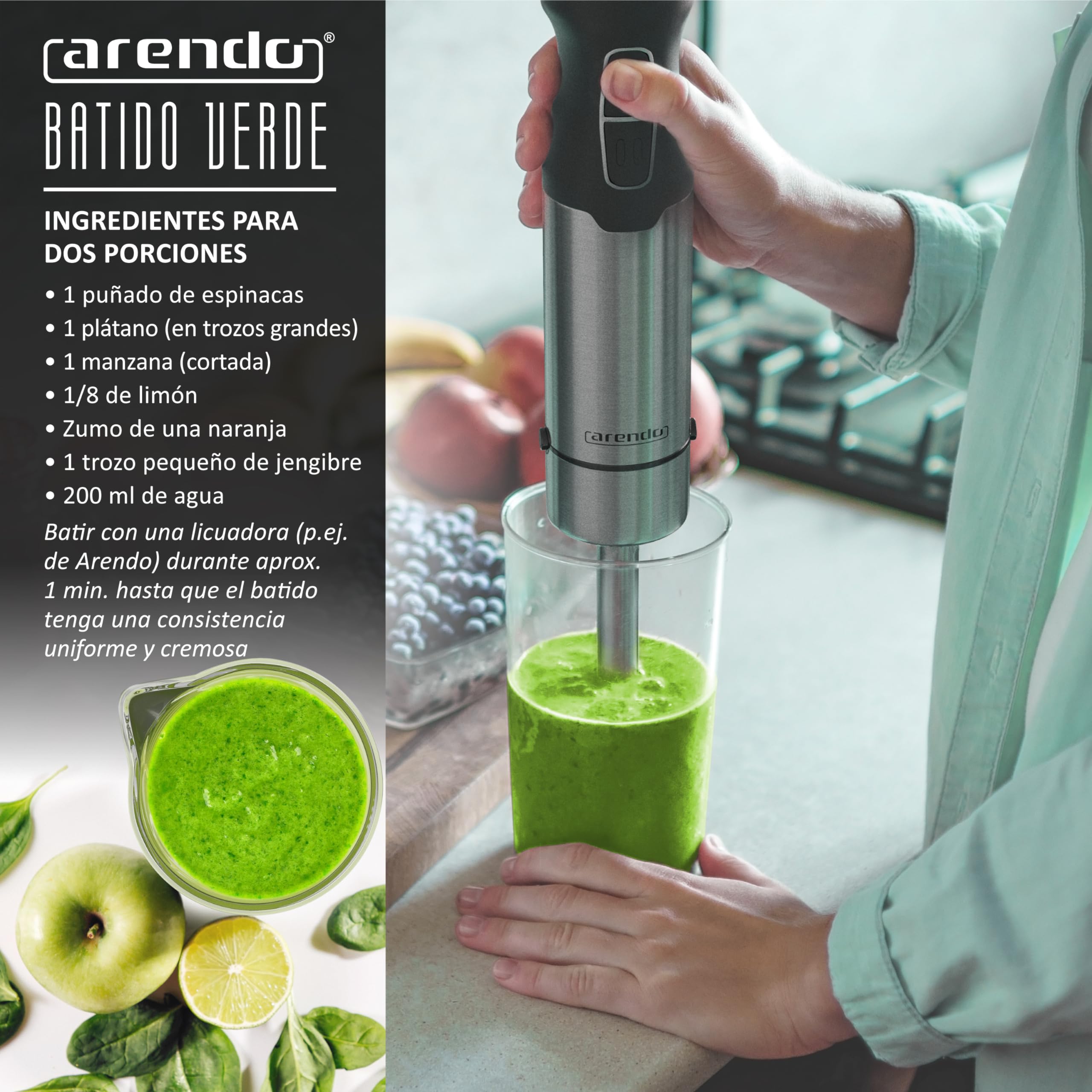 arendo - Jarra dosificadora de plástico 600 ml y 20 onzas - Jarra dosificadora Transparente - Ideal para Batidoras Eléctricas y de Mano.