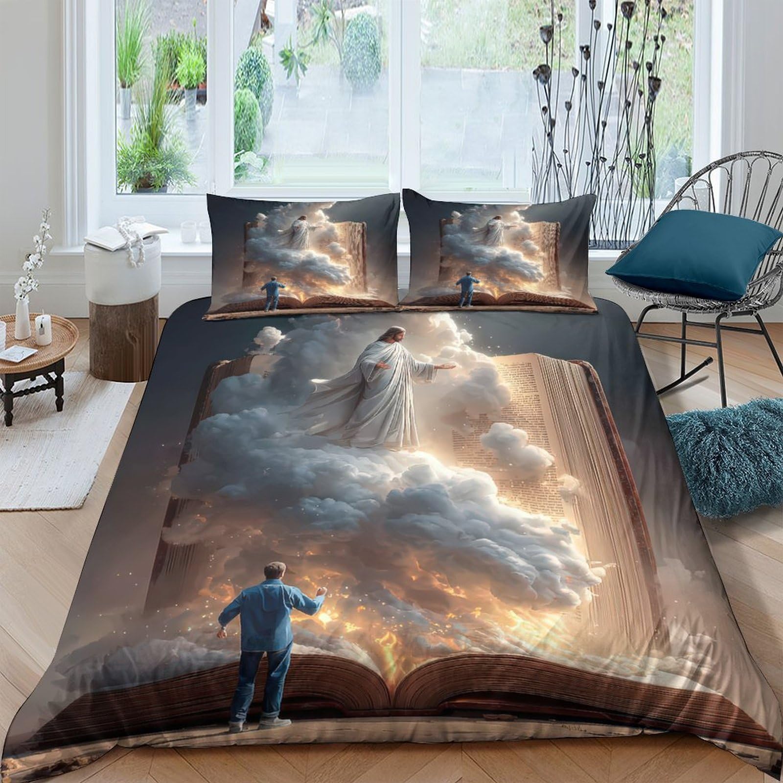 Ctjqhvkz Style-8 3D Printed Fantasy Book Fitted Sheet Microfiber Soft Cloud Sky Mattress Cover For Bedroom Decor Protection Single（135X200cm）