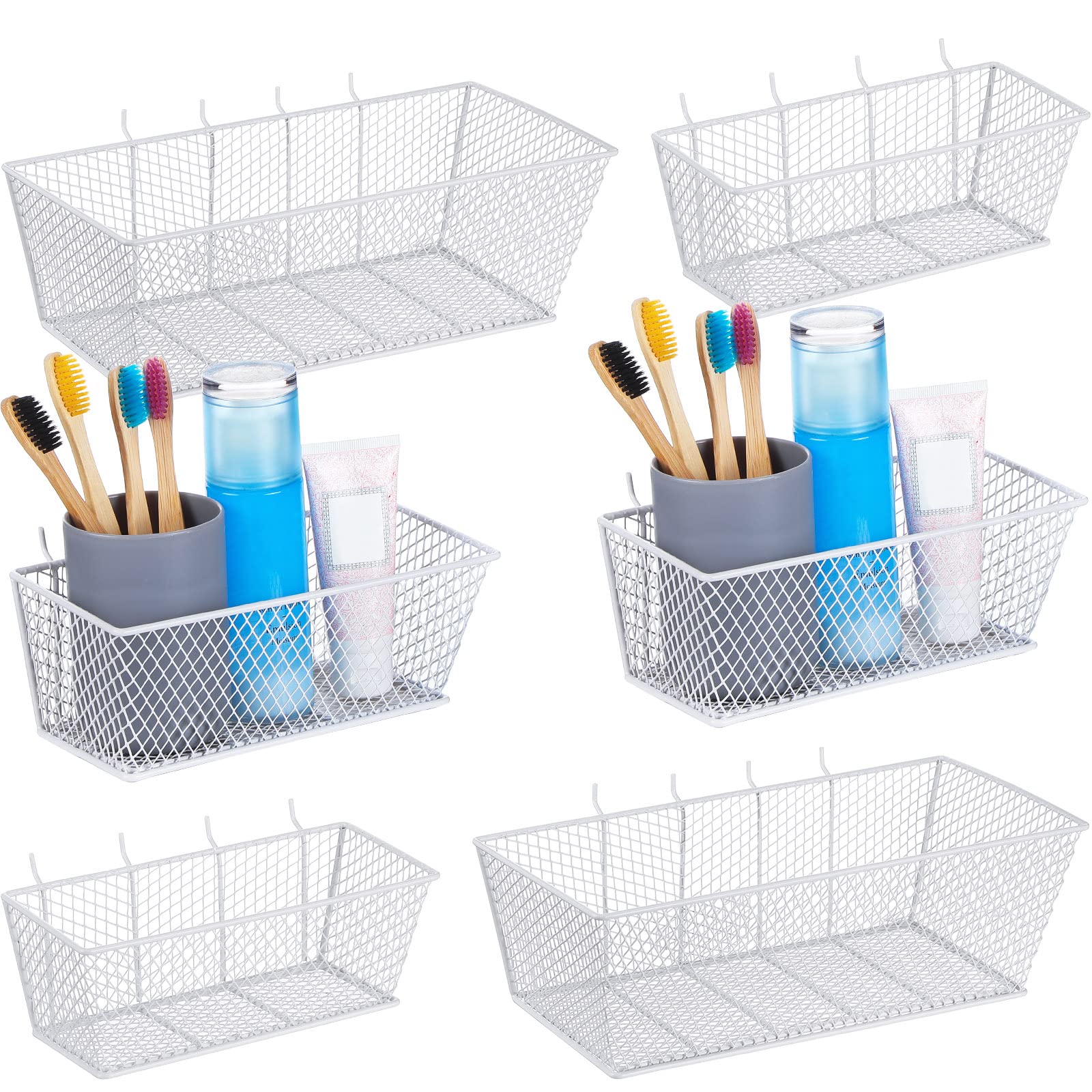 6 Pieces Pegboard Baskets Wall Mount Wire Peg Board Baskets 3 Sizes Pegboard Accessories Pegboard Bins Basket Home Garage Pegboard Hanging Organizer