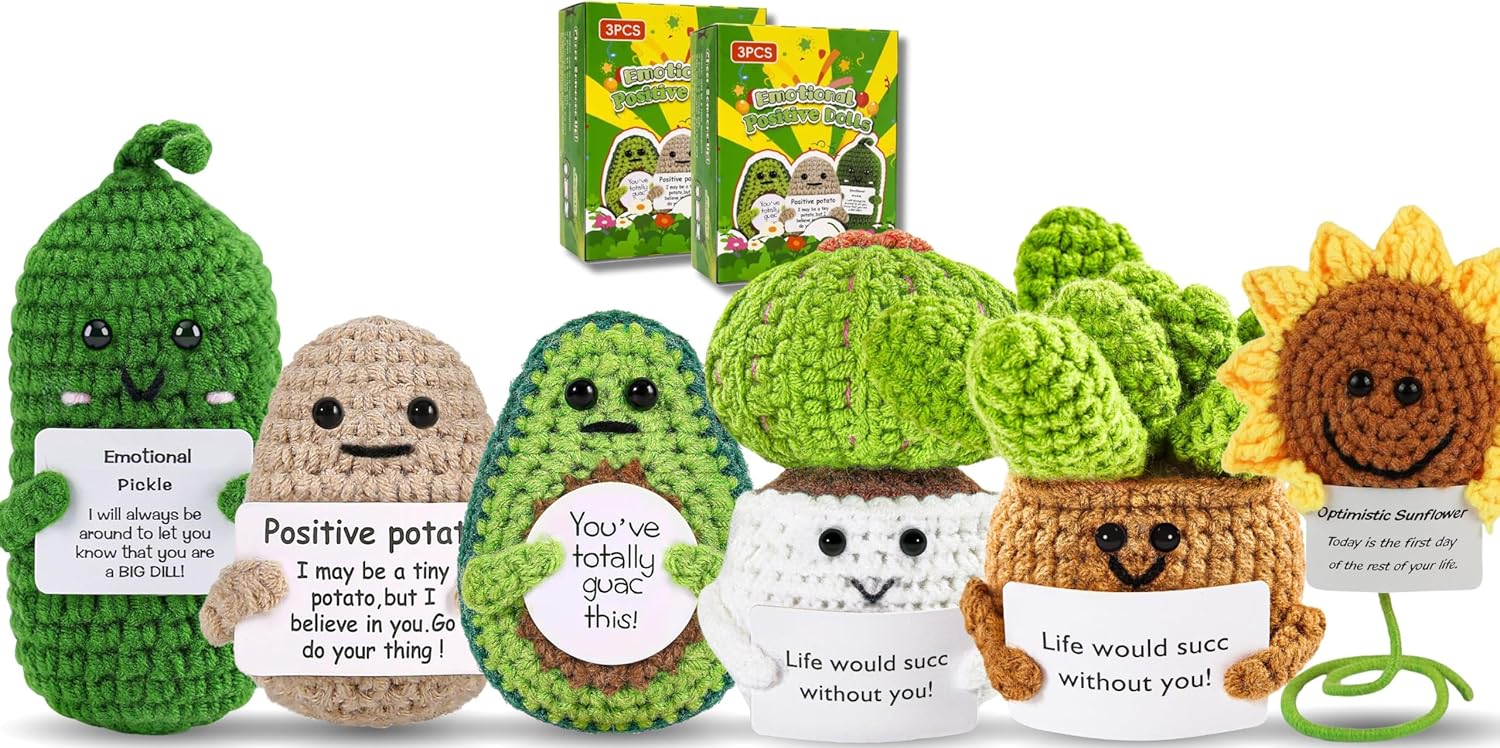 PinCute 6PCS Potato Avocado Pickle Cactus Succulent Plant Sunflower - Birthday Gifts Stocking Stuffers for Friends Women Sister Wife Her Husband Cheer Up Idea