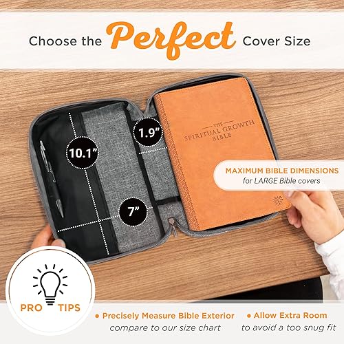 Miniatura 187 de Funda de lona para hombres y mujeres con cremallera para Biblia o libro con asa. Azul marino/Be Still