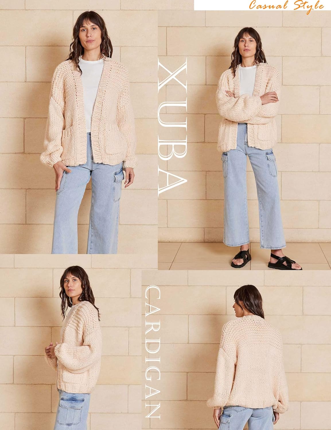 Women's Cardigan Soft Pocketed Long Sleeves Casual Knitted Open Front Cardigans Lightweight Sweaters - Image 4