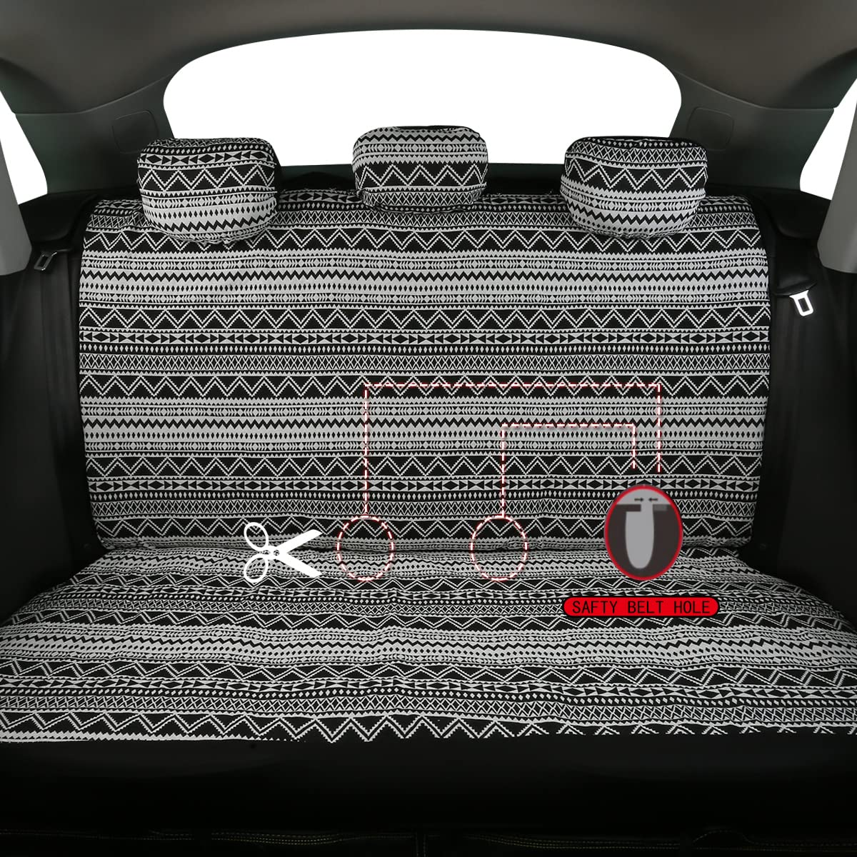 PONYJOYUP Autostoelhoezen in Baja Saddle-dekenstijl, 9 stuks, volledige set, ademend en wasbaar, gestreepte geweven autostoelhoes, universele stoelhoes voor sedan, vrachtwagen en SUV