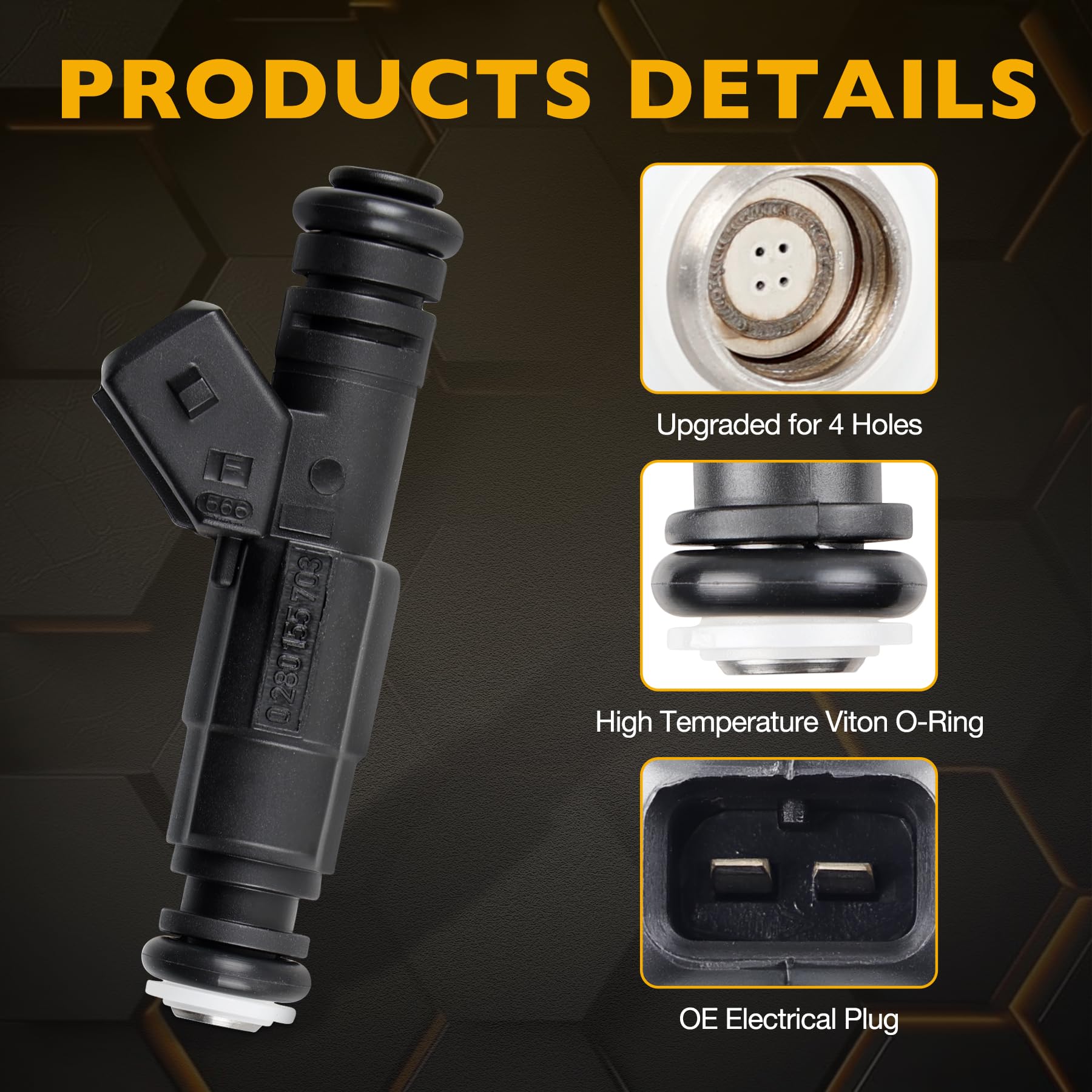 Inyector de combustible de 4 agujeros para Jeep Wagoneer Comanche Wrangler Cherokee Grand Cherokee BMW 325i M3 | Reemplazo # 0280155703, 0280155710, 0280155700, M02710X6
