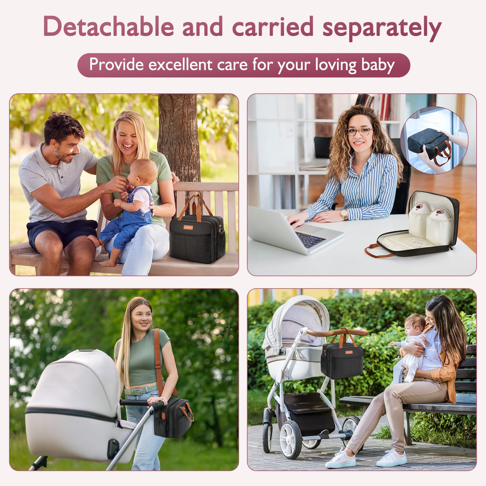 Borsa da viaggio rimovibile per latte materno con impacco di ghiaccio, borsa tiralatte a doppio strato, compatibile con tiralatte indossabile, borse portatili per il trasporto del latte materno con