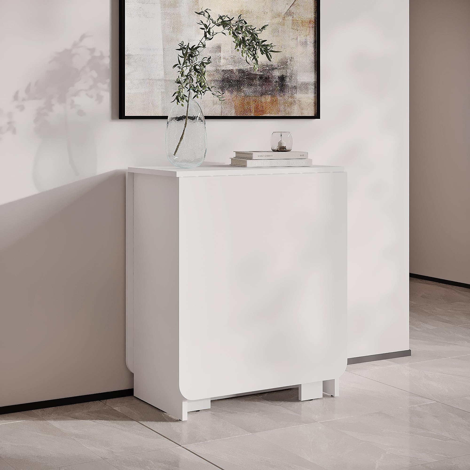 Komto Table a Manger Pliante Blanche - Table de Cuisine 2-4 Personnes, Pliable, Rabattable Gain de Place pour Petit Espace | MOVA 163 x 60 x 72,6 cm