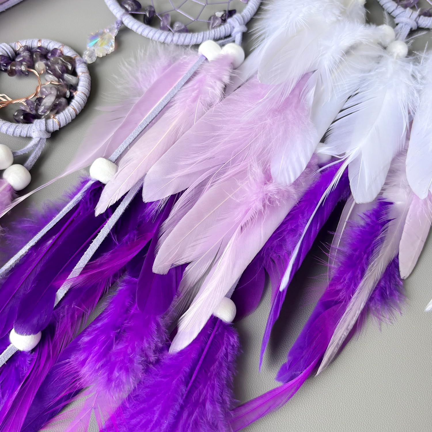 Tree of Life Dream Catchers, Perfect Butterfly Crystal Handmade Art Dream Catchers for Home Wall Hanging Decoration, Kids Bedroom Decor, Adults Teens Girls Festival Blessing Gift (Purple)