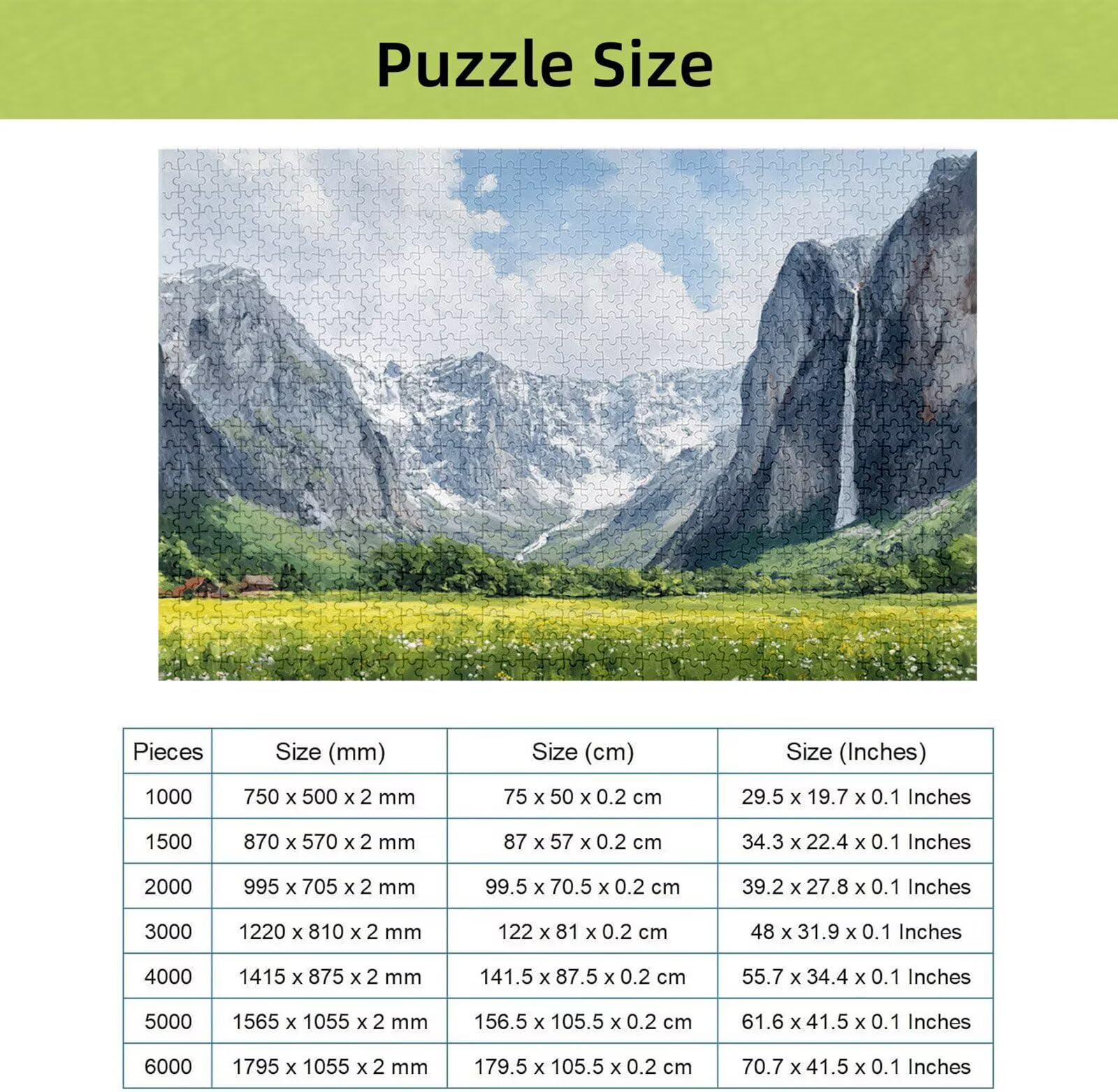 Puzzle 2000 Teile Erwachsene, Berg Puzzle 2000 Teile, Herausforderndes Rätsel, Wiese Holzpuzzle Erwachsene mit Exquisiter Verpackungsbox, Puzzlespiele für Die Ganze Familie, Wanddeko Geschenk H-996