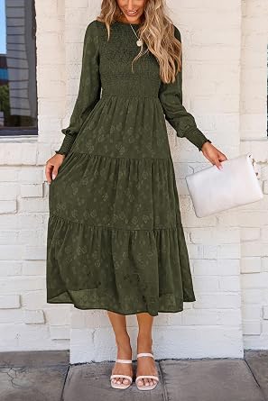 PRETTYGARDEN Women's Fall Midi Wedding Guest Dresses