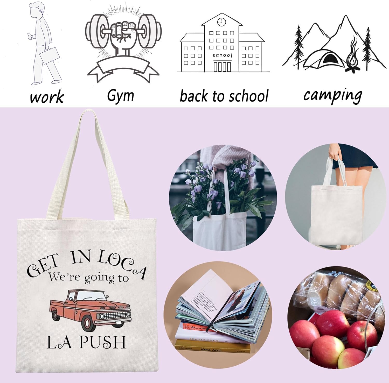 ENSIANTH Vampire Movie Inspired Tote Bag Get in Loca We’re Going to La Puch Handbag City Of Forks Washington Gift (Loca bag) - Image 4