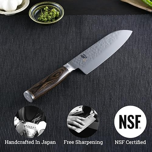 Miniatura 6 de Shun Cuchillo Santoku Premier de 7 pulgadas afilado a mano hecho a mano en Japón ligero ágil y fácil de maniobrar 7 pulgadas plateado