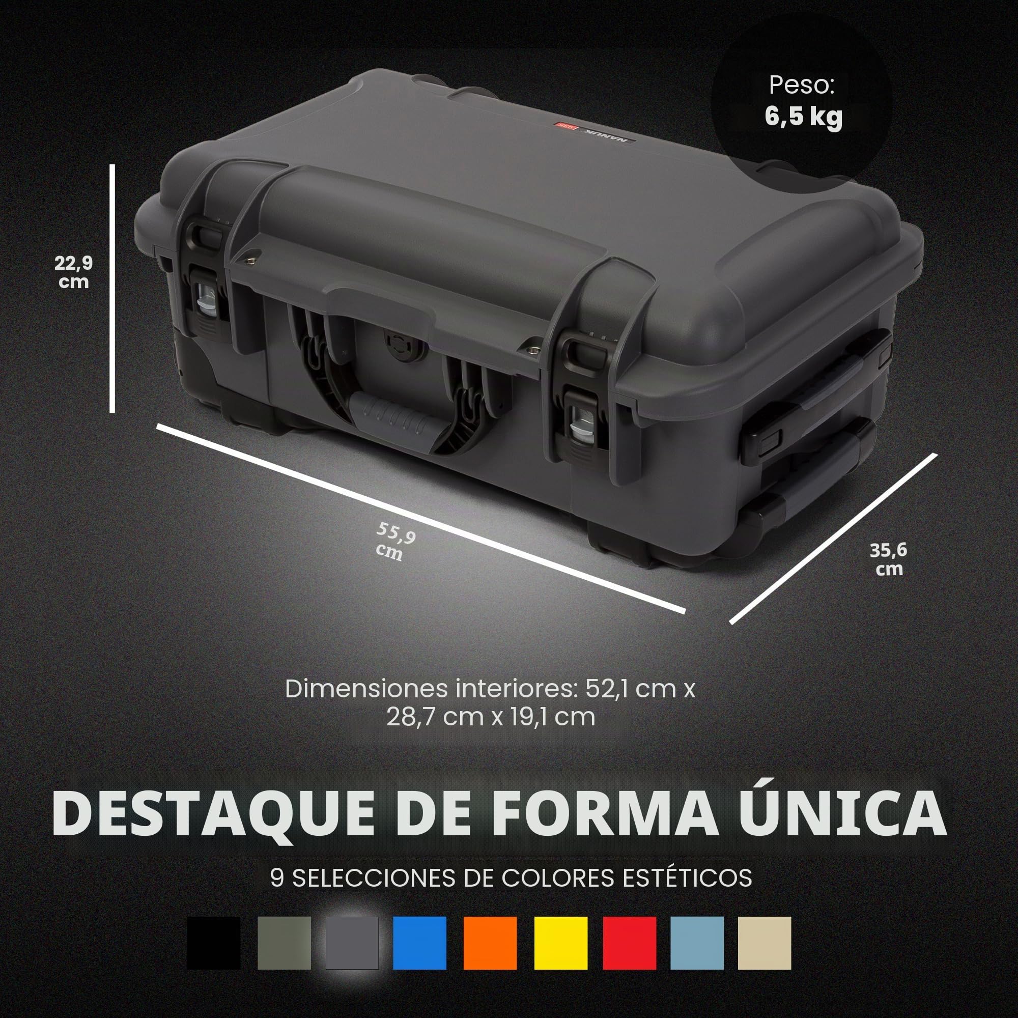 NANUK 935 - Maleta rígida e Impermeable para cámaras, con separadores Acolchados (25,1 cm x 40,9 cm x 25,7 cm) (Grafito)