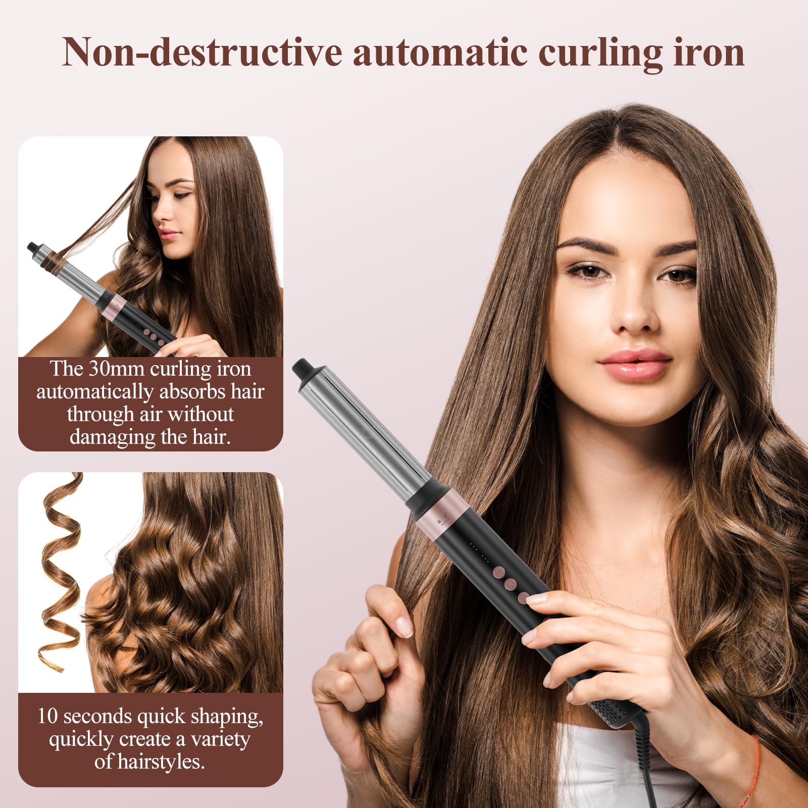 BESTBOMG Air Styler 6 In 1 Hair Styler, Sèche Cheveux, Boucleur a Air 110000 PRM, Brosse Chauffante Brushing, Air Fer A Boucler, Fer à Friser Automatique, Brosse à Lisser les Cheveux