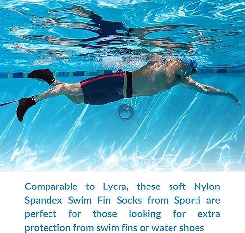 Miniatura 5 de Sporti Nylon Spandex Swim Fin Calcetines - Negro - Pequeño, Negro -