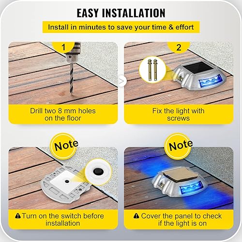 Vista 24 de Luces solares Happybuy para el camino de la entrada con tornillos, para exteriores, impermeables. 6 luces LED para ver el camino, jardín, pasarela