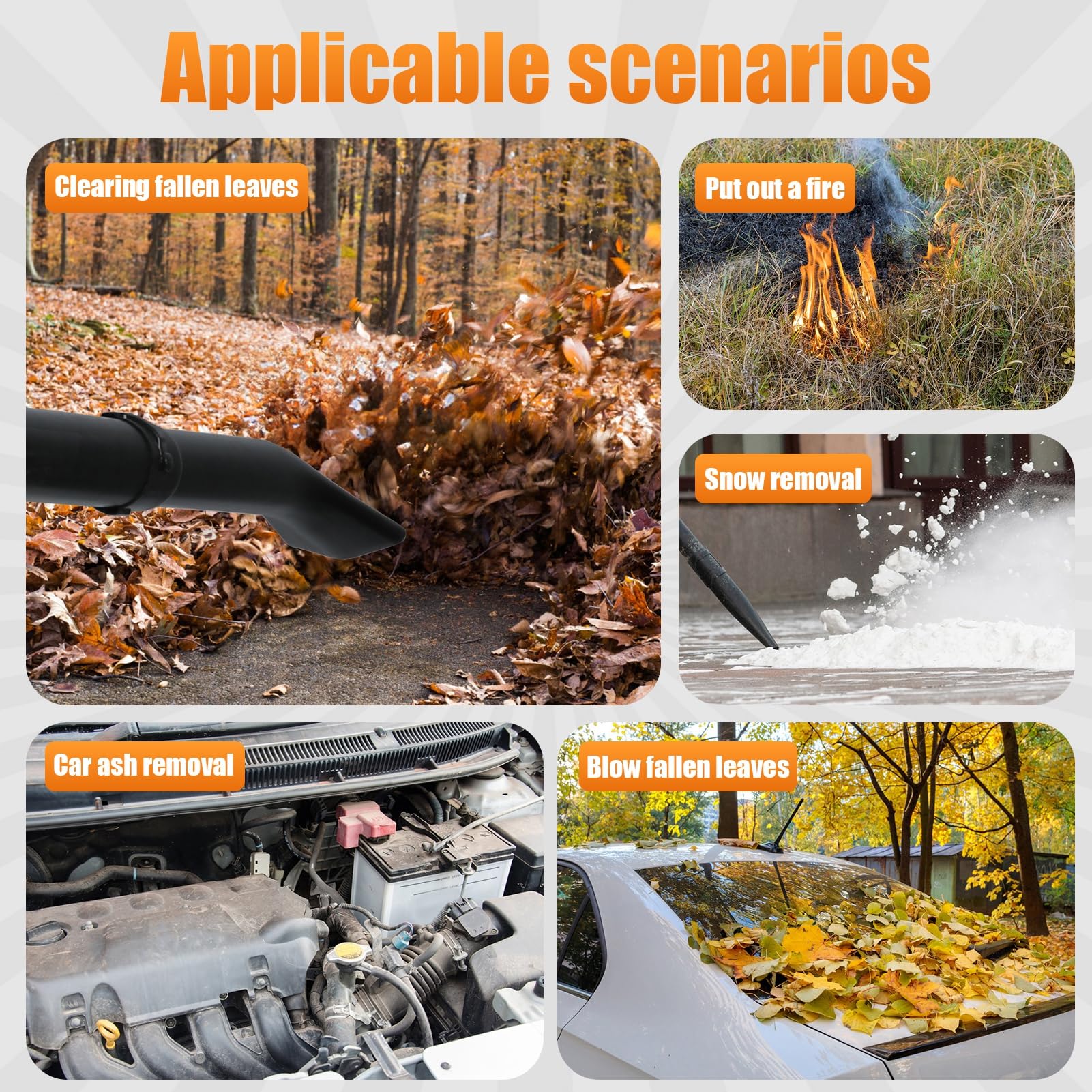 Souffleur de Feuilles Thermique Dorsal à Moteur 2 Temps de 65CC, Souffleur à Essence Haute Vitesse avec Réservoir de 1,7 L de Vent Puissant de 320 km/h pour Jardin et Cour Orange 65cc