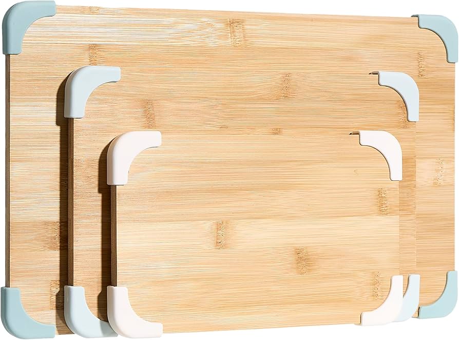 COOK WITH COLOR Non-Slip Cutting Board Set – Kitchen Essentials with Easy Grip Handle for Meat, Veggies, and Fruits, Set of 3, Sage