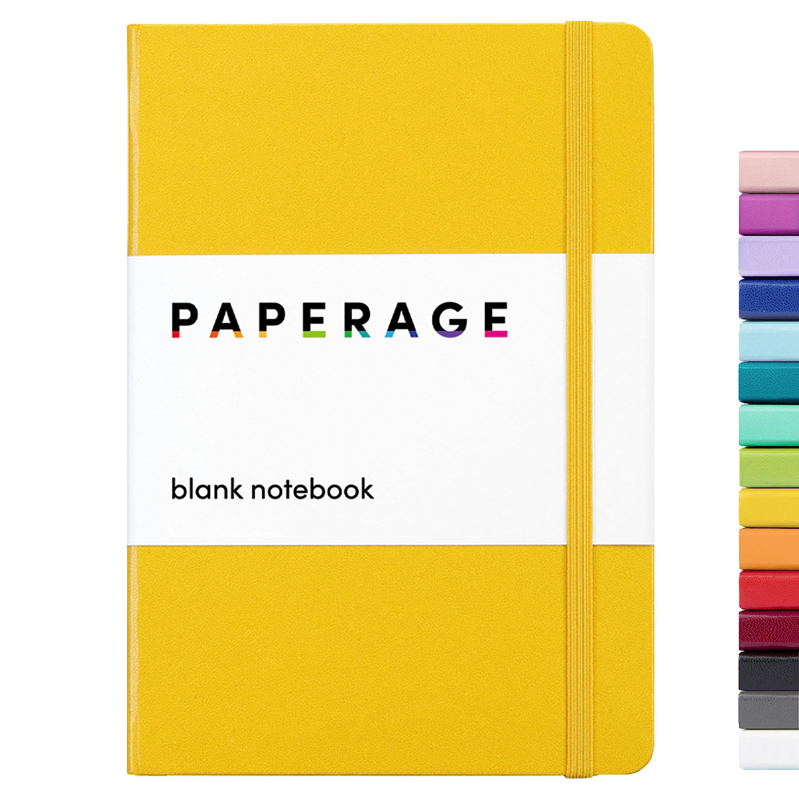 PAPERAGE Blank Journal Notebook, (Mustard Yellow), 160 Pages, Medium 5.6 in x 8 in - 100 GSM Thick Paper – Hardcover Journaling Notebook for Work, School, Note Taking or Sketching