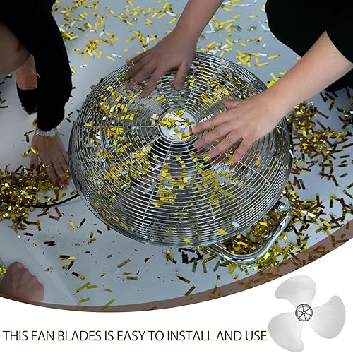 Miniatura 4 de Uonlytech Hoja de ventilador de plástico hojas pieza de repuesto de cuchillas de ventilador de plástico, 3 hojas con cubierta de tuerca, pedestal de