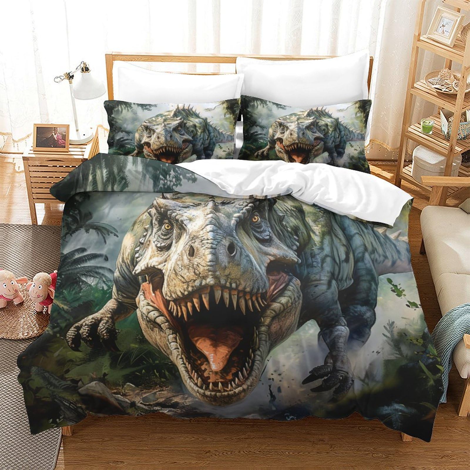 Housse de couette dinosaure 3D en microfibre super douce et respirante 260x220