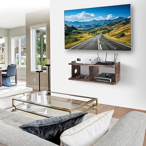 Miniatura 9 de BEARUT Estante flotante para proyectores estante de enrutador soporte de pared para TV soporte de router WiFi caja de almacenamiento para módem