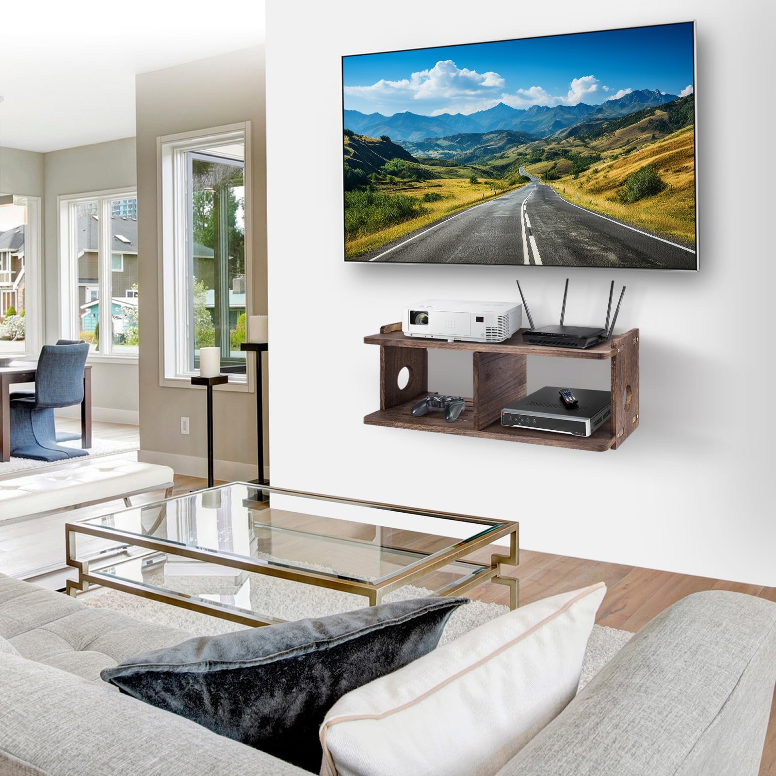 Schwimmende Regale Projektorregal Rack tv Wandhalterung Halter Ständer WiFi Router Aufbewahrungsbox Modem Kabelbox Abdeckung Hider für Xbox DVD Player Spiele Konsolen