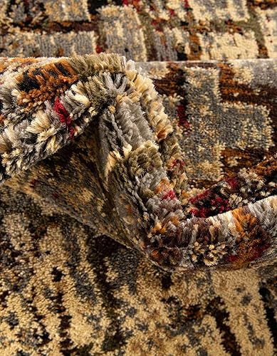 Miniatura 6 de Unique Loom Saturn Collection - Alfombra Aura (Runner 2 pies 7 pulgadas x 14 pies 0 pulgadas, beige cremanegro)