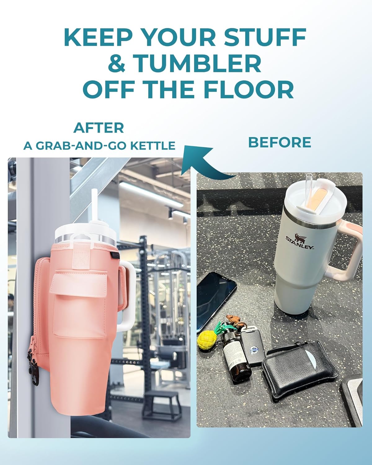 Magnetic Gym Bag for Stanley Cup, 30 & 40 oz Stanley Carrier with Strap, Magnetic Water Bottle Holder for Women & Men, Cool Gym Stuff, Compatible with Simple Modern - Image 4