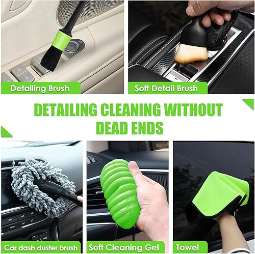 Miniatura 25 de Viewsun Kit de limpieza de automóvil de 20 piezas, kit de detalles para interiores de automóvil con aspiradora de mano de alta potencia, juego