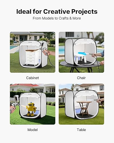 Miniatura 15 de VEVOR Cabina de pintura portátil, tienda de campaña de pintura en aerosol más grande de 10 x 7 x 6 pies con pantalla integrada de piso y malla
