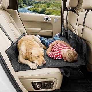ONTYZZ Car Rear Seat Mattress Extension Plate with Artificial Leathers, Foldable Portable Mattress for Dogs Hammock, Auto Back Seat Extender Increase Vehicles Bed Camping Space for Truck, Car, SUV