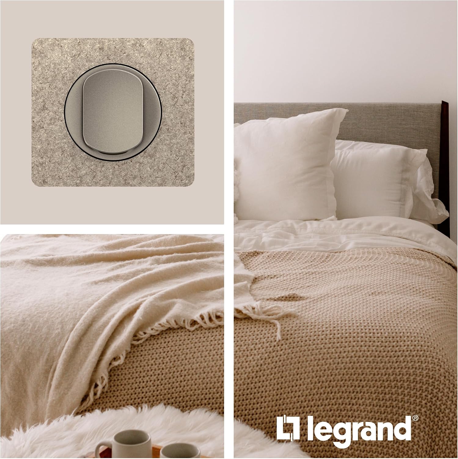 LEGRAND - Céliane Plate - Cover Plate for Céliane Sockets and Switches - 2 Positions - Felt