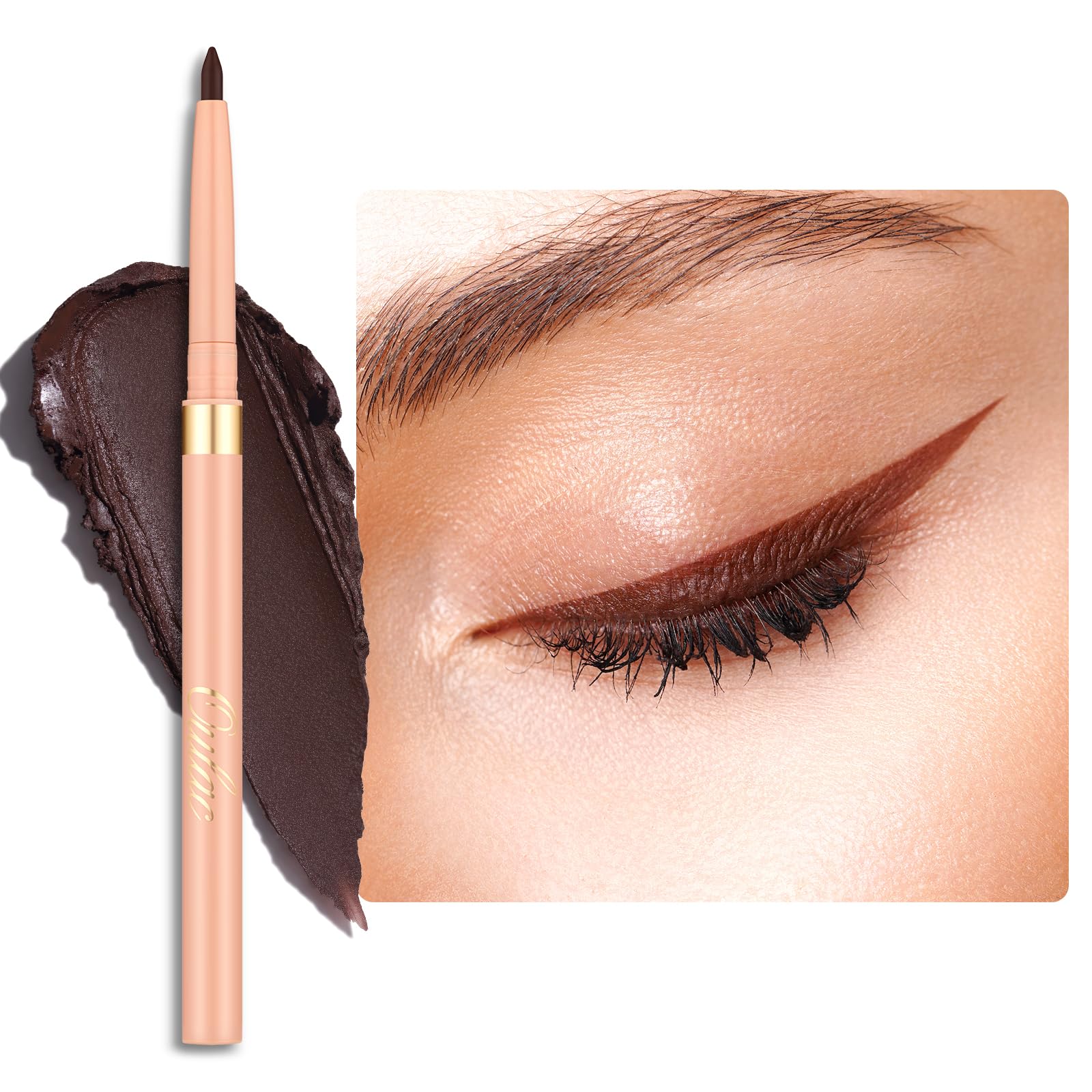 OULAC Lápices de Ojos Mate Dura 24 Horas+, Twist-up Marrón Eyeliner Resistente al Agua, Altamente Pigmentado Sin Manchas, y Suave, Vegan (03) Teddy