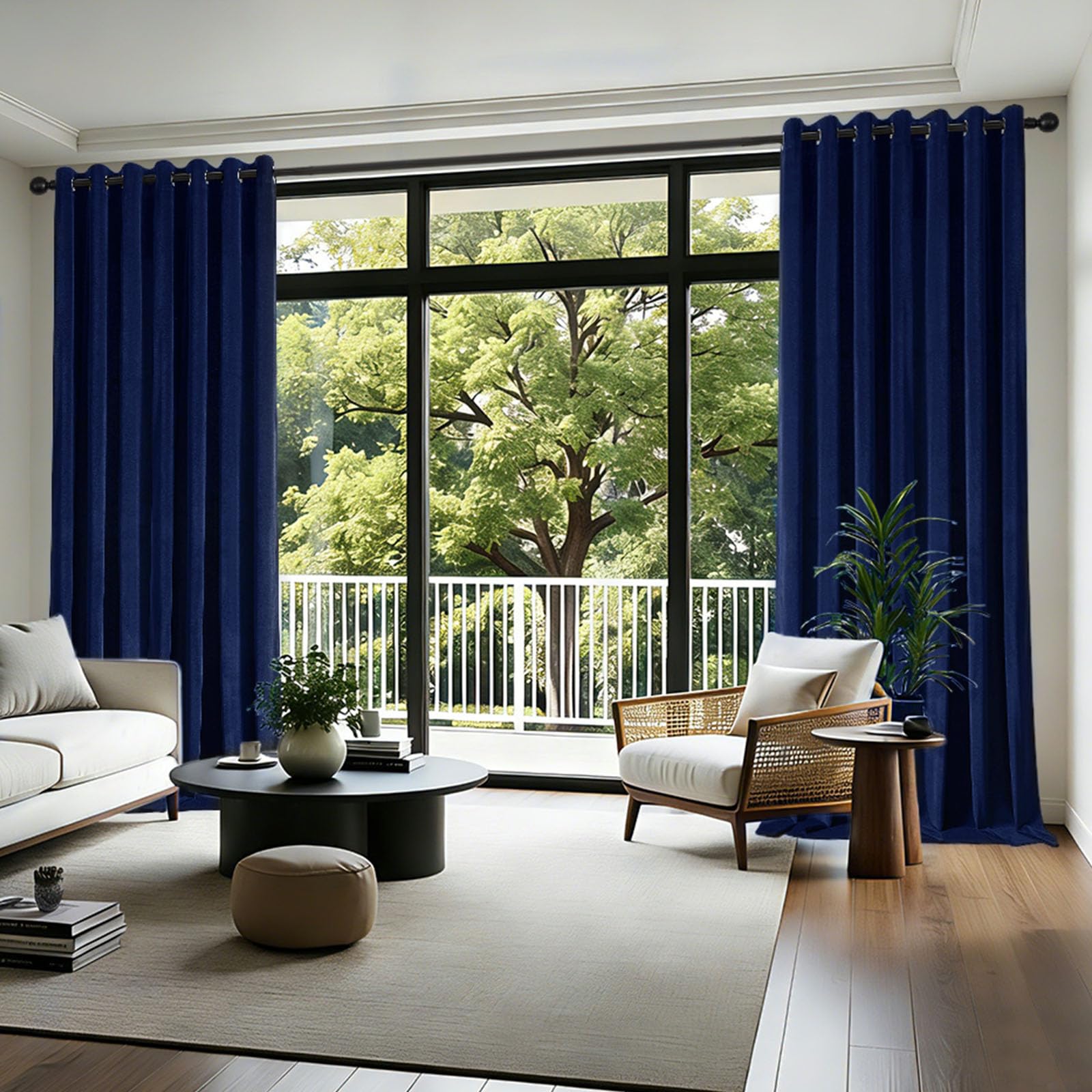 Joydeco Lot de 2 Rideaux occultants en Velours Bleu Roi de 274 cm de Long, Rideaux occultants à œillets pour fenêtre de Chambre à Coucher, Salon, Home cinéma (132 x 274 cm)