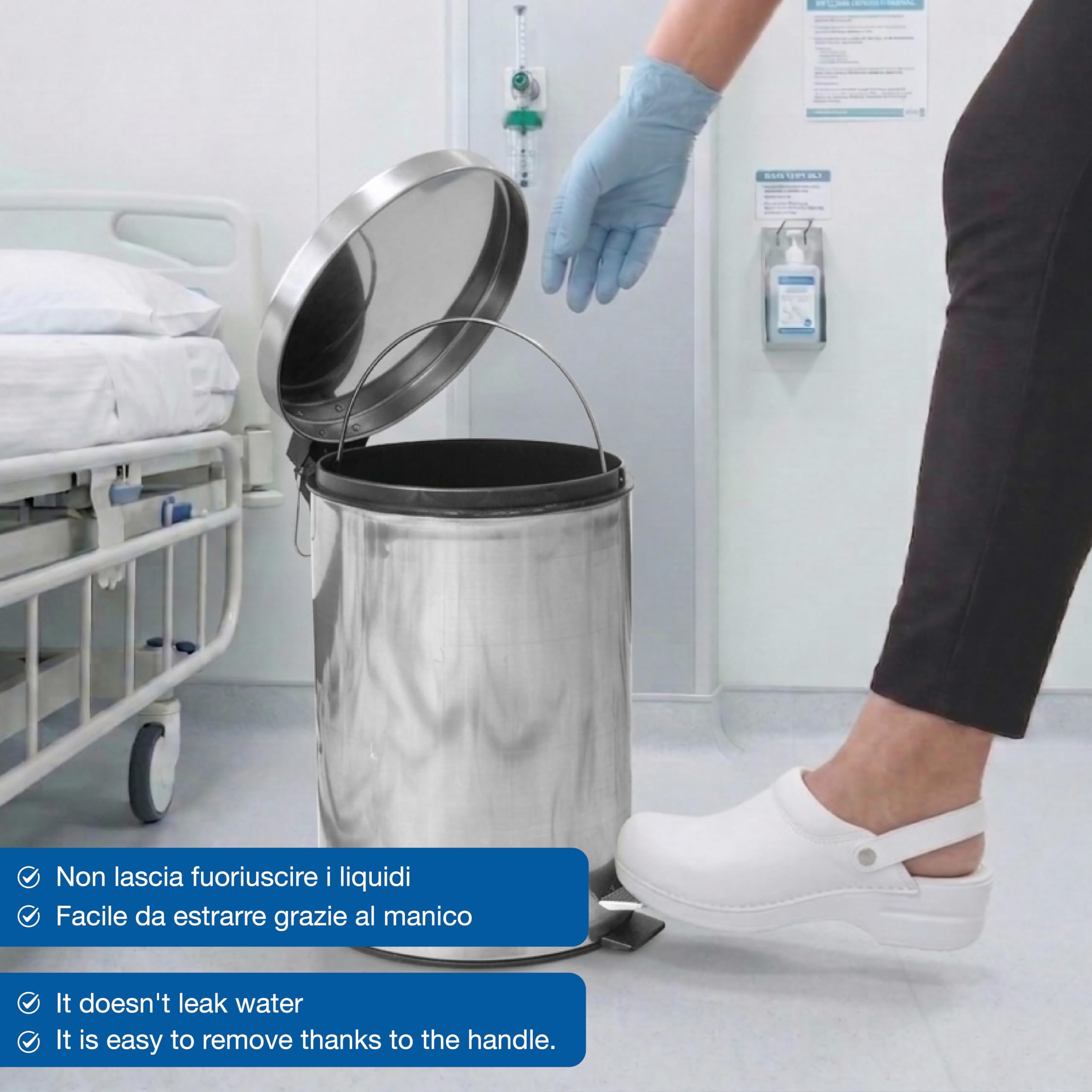 GIMA Cestino rifiuti inox aisi 410 8 litri con pedale