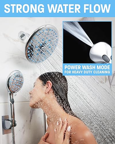 Miniatura 6 de Veken Cabezal de ducha de alta presión de 10 pulgadas con múltiples modos de pulverización de mano, cabezal de ducha doble con boquillas