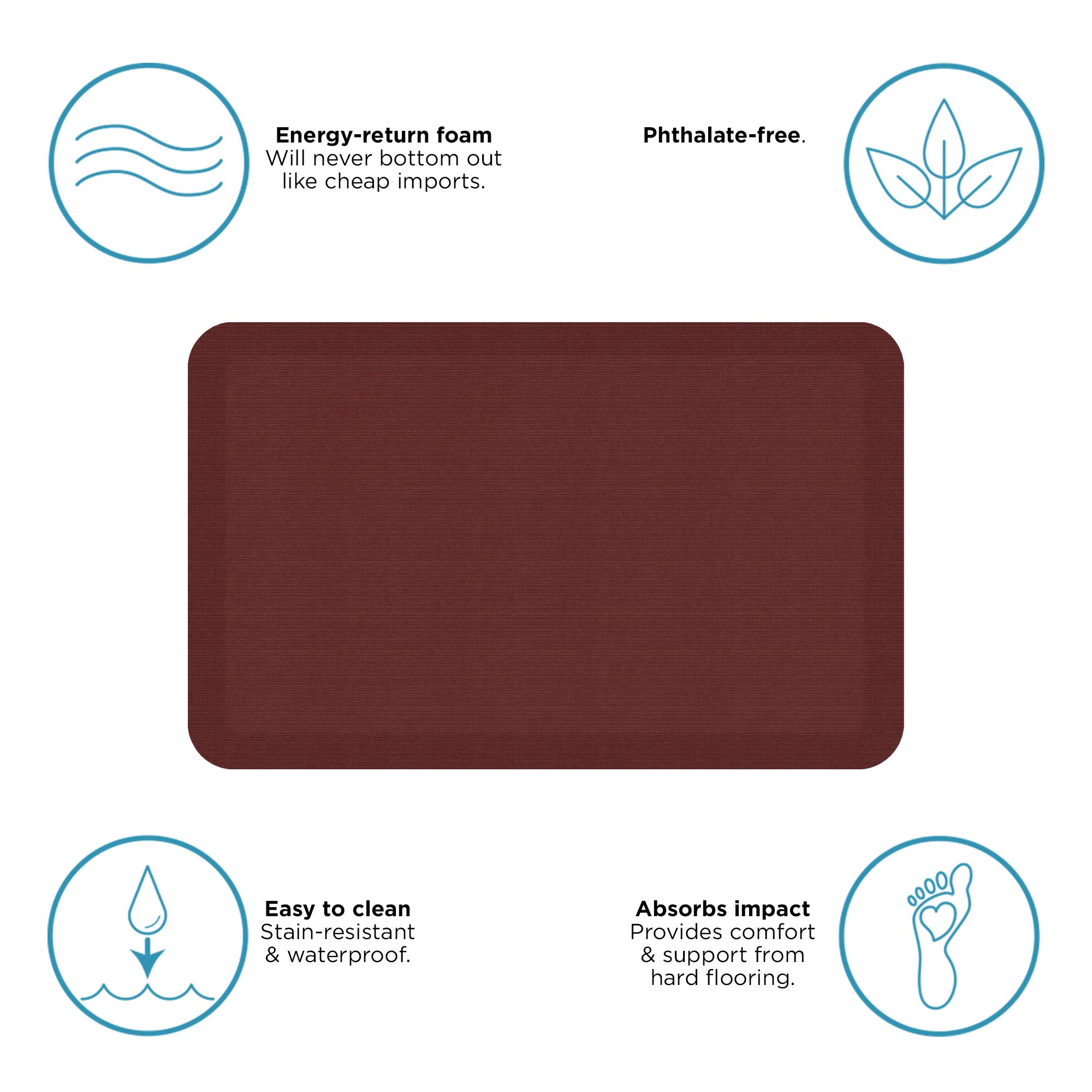 GelPro Designer Comfort Grasscloth Crimson Ergo-Foam Anti-Fatigue Kitchen Floor Mat, 20"x32"