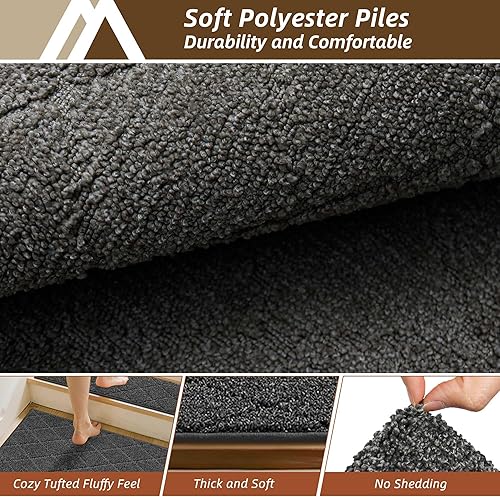 Vista 113 de COSY HOMEER - Alfombra antideslizante de 28 x 9 pulgadas, uso interior en peldaños de madera, alfombras para niños y perros, 100 % poliéster, base