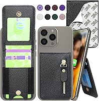 Vista 1 de Harryshell Billetera adhesiva para teléfono con ranuras para tarjetas [soporta hasta 6 tarjetas] [Soporte de soporte] Bolsillo con cremallera