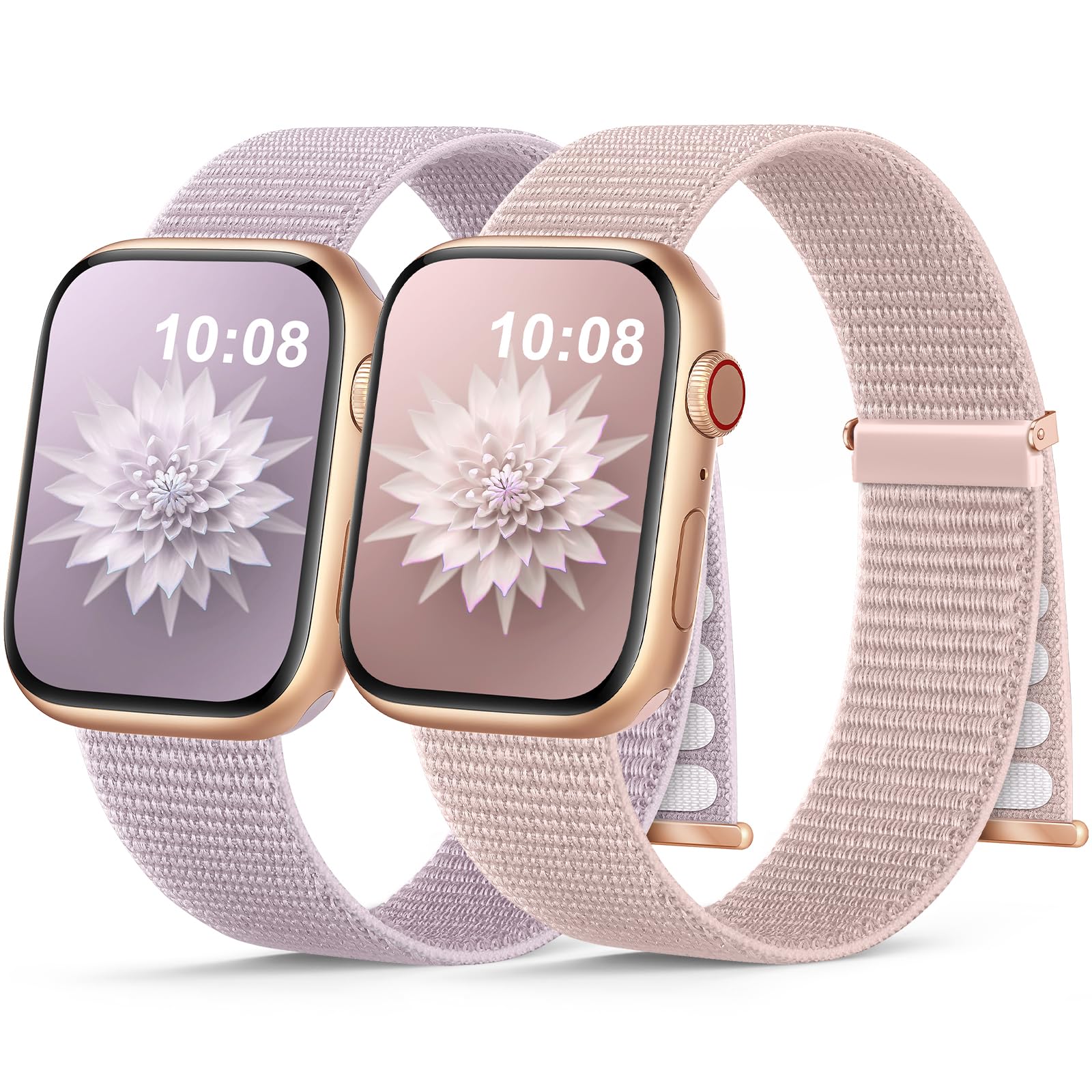 2 Stück Nylon Armband Kompatibel mit Apple Watch Armband 40mm 41mm 42mm 38mm 46mm 45mm 44mm 49mm Gewebtes Klettverschluss Sport Loop Armbänder für iWatch SE Ultra Series 10 9 8 7 6 5 4 3 2 1