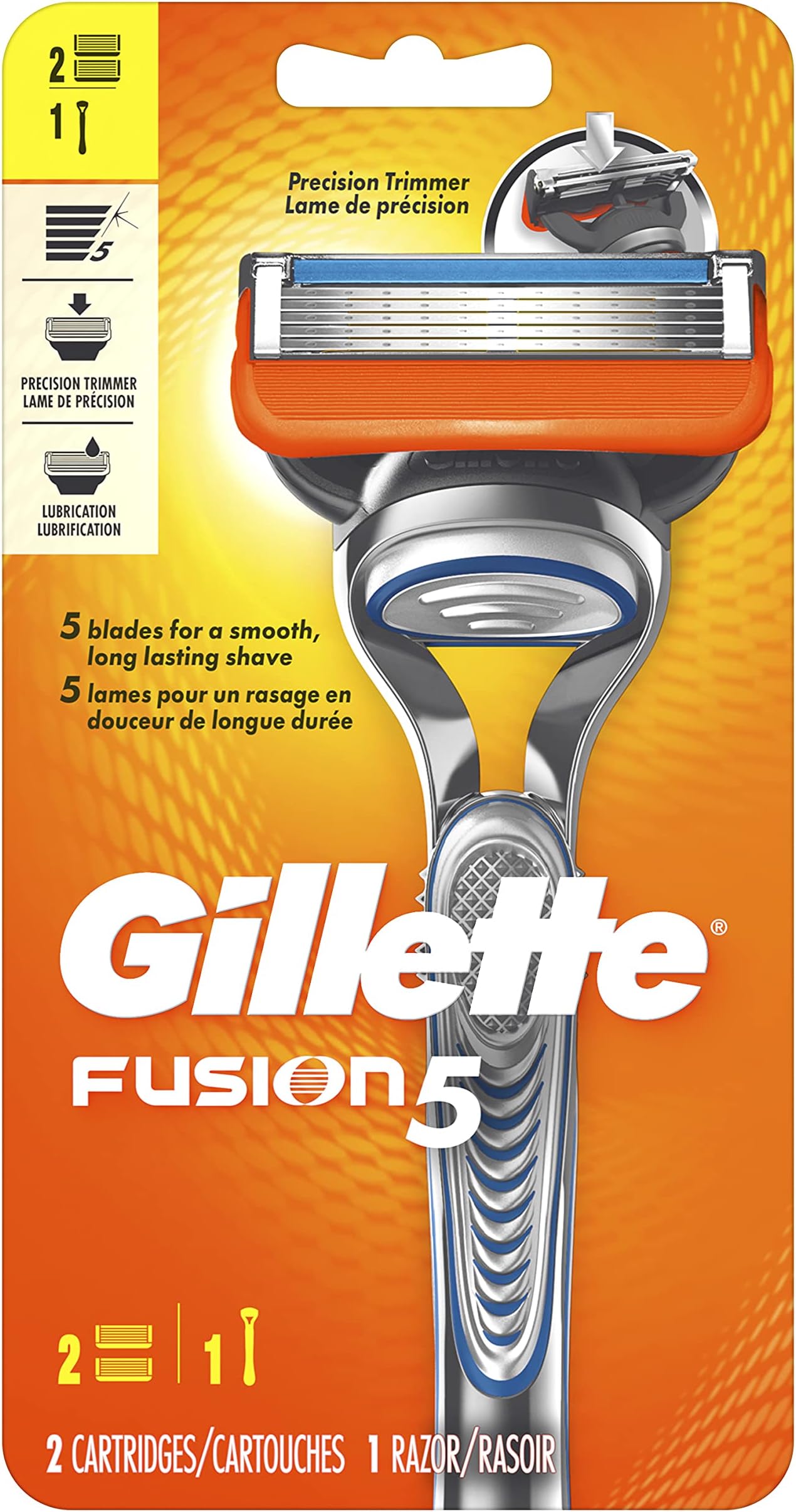 Gillette Fusion5 Men’s Razor 1 Handle with 2 Blade Refill Cartridges