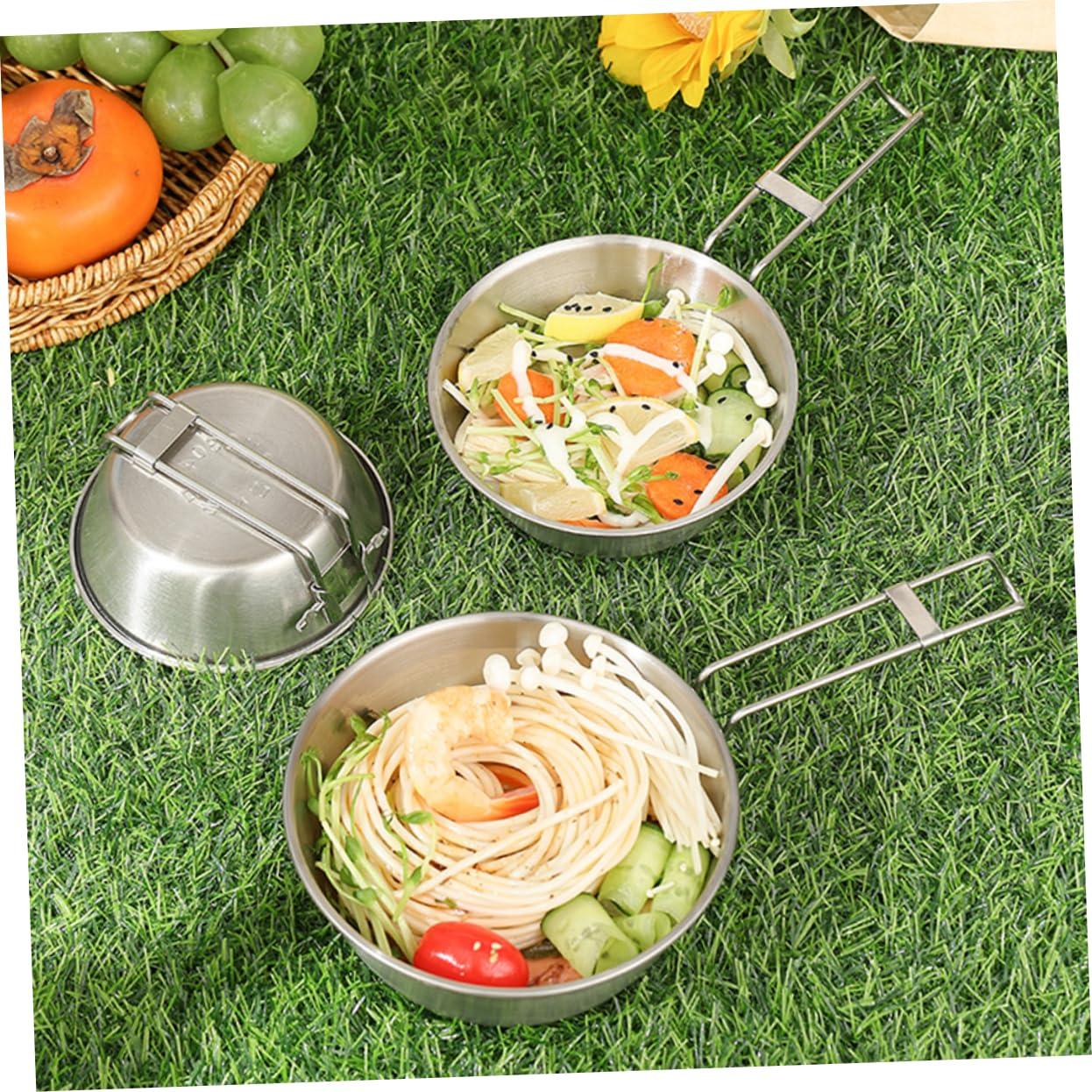 Toyvian 2 Sätze Faltbare Schüssel Teiliges Campinggeschirr Mit Praktischen Klappgriffen Für Picknick Und Outdoor Aktivitäten Platzsparend Und Langlebig Hochwertigem 3 Stücke * 2