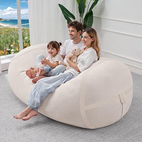 Miniatura 45 de HABUTWAY Puf gigante de 2 pies para adultos, con relleno de espuma viscoelástica, puf grande con funda de terciopelo holandés extraíble para sala de