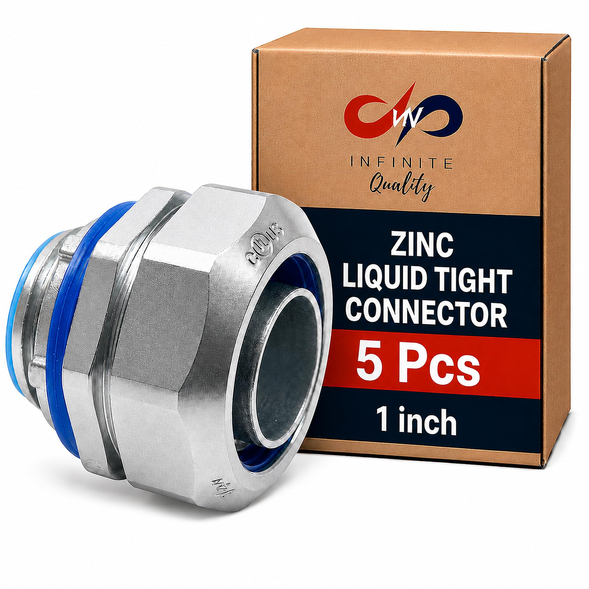 Lot de 5 connecteurs droits étanches aux liquides de 2,5 cm, raccords de conduits en zinc moulé sous pression, gorge isolée, connecteurs étanches pour métal flexible de 2,5 cm et