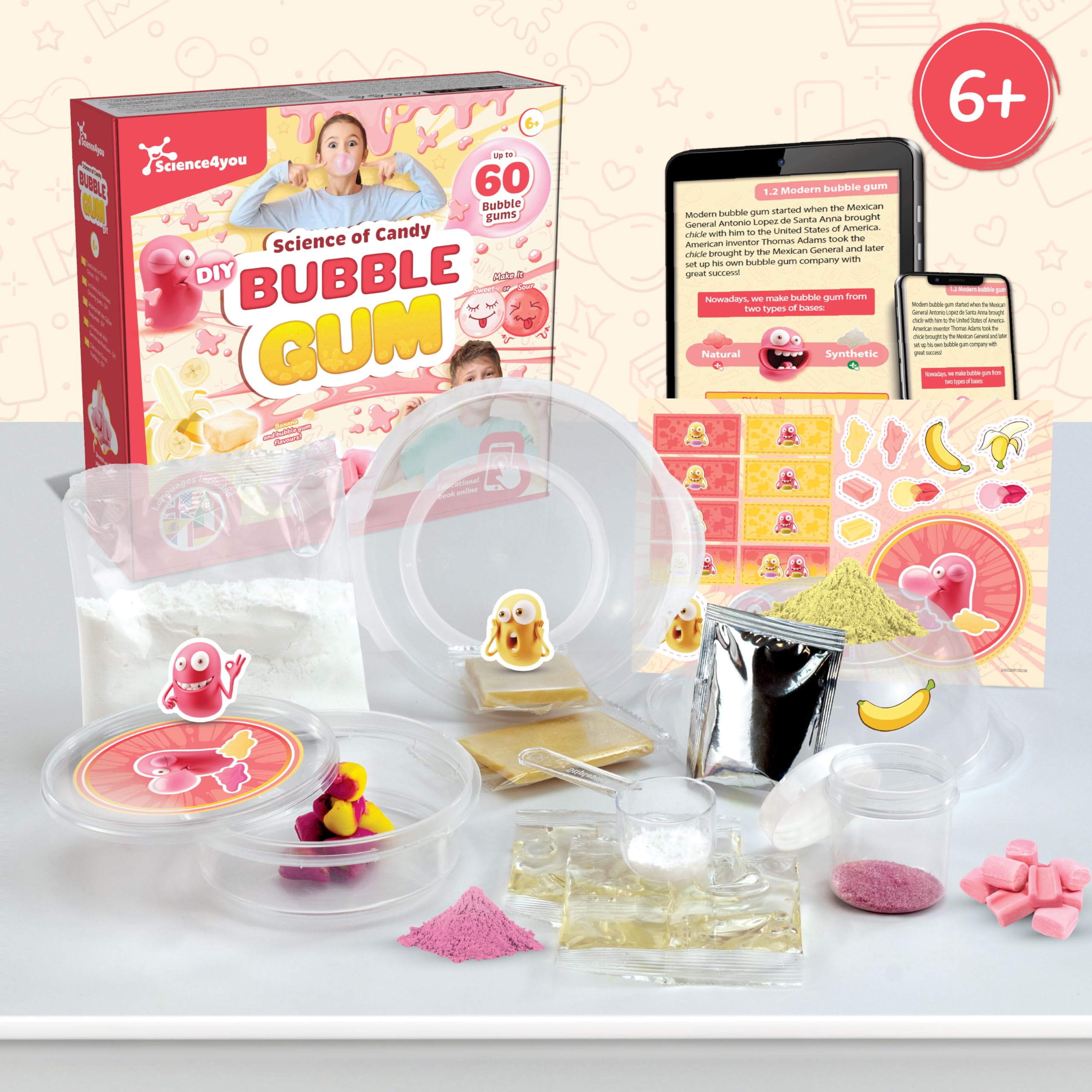 Science4you Bubble Gum Sweets Lab, Candy Making Kit to Make your own 60 Bubble Gums for Kids Science of Candy - Image 2
