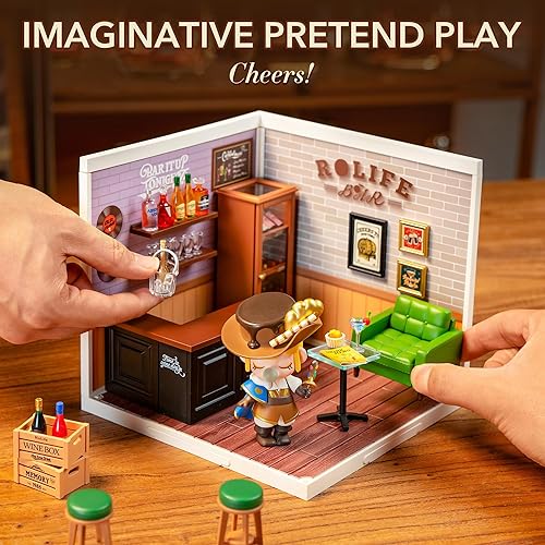 Miniatura 5 de ROBOTIME Kit de casa en miniatura, juego de juguetes de construcción de casas de plástico con LED, kit de fabricación de tienda pequeña, modelo,